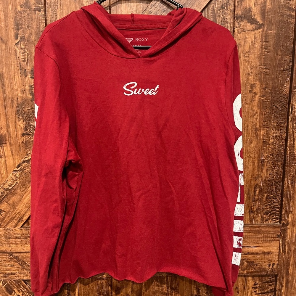 Roxy Womens surf red sweet ocean light weight hoodie jacket size‎ large EUC
